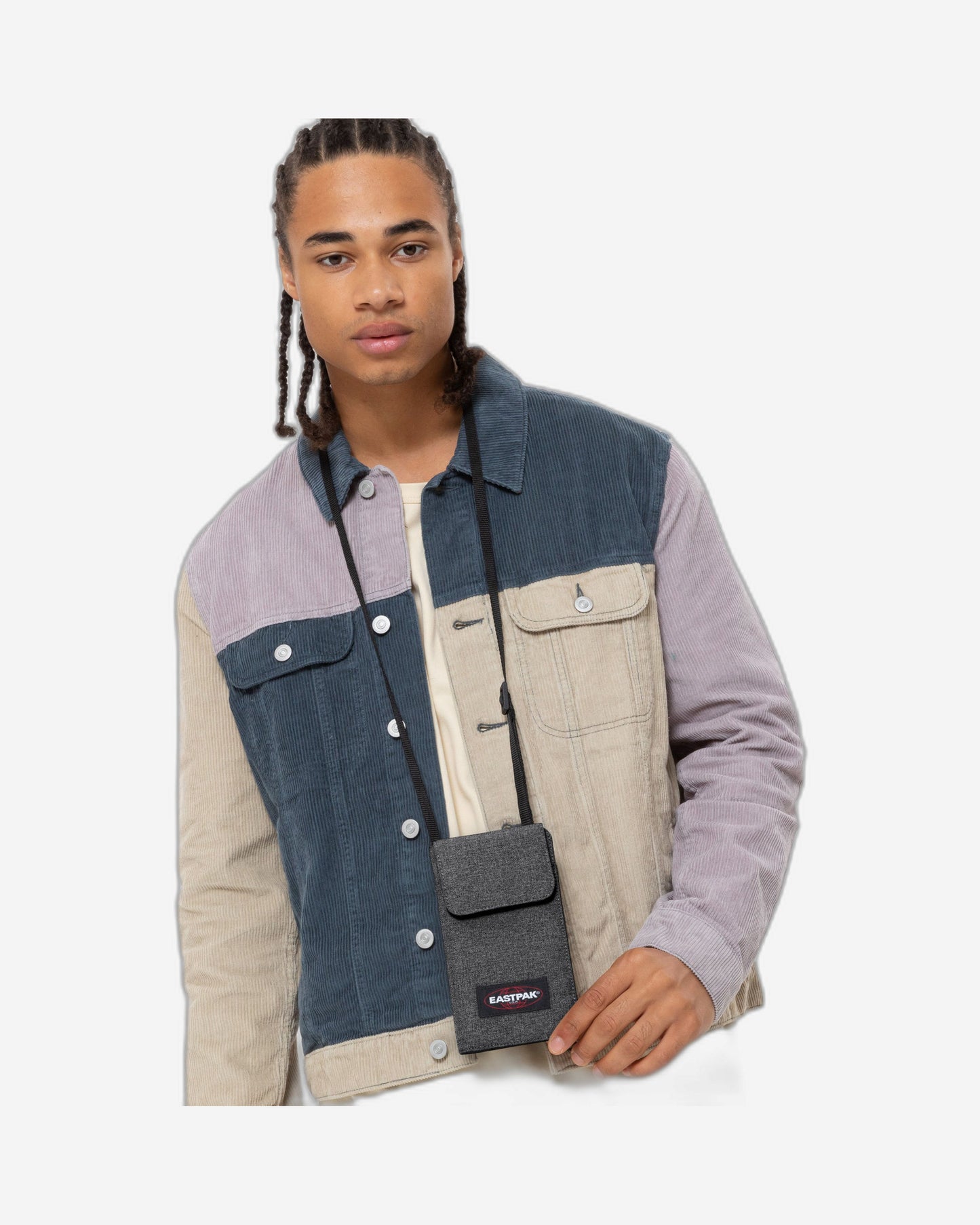 حقيبة إيستباك دالر الصغيرة من قماش الدنيم الأسود، حقيبة كروسبودي