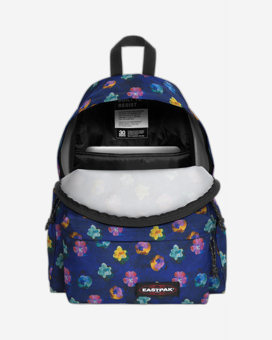حقيبة ظهر Eastpak Day Pak'R Flowerblur متوسطة الحجم باللون الأزرق الداكن مع حامل زجاجات وجيب للكمبيوتر المحمول - EK0A5BG42O41