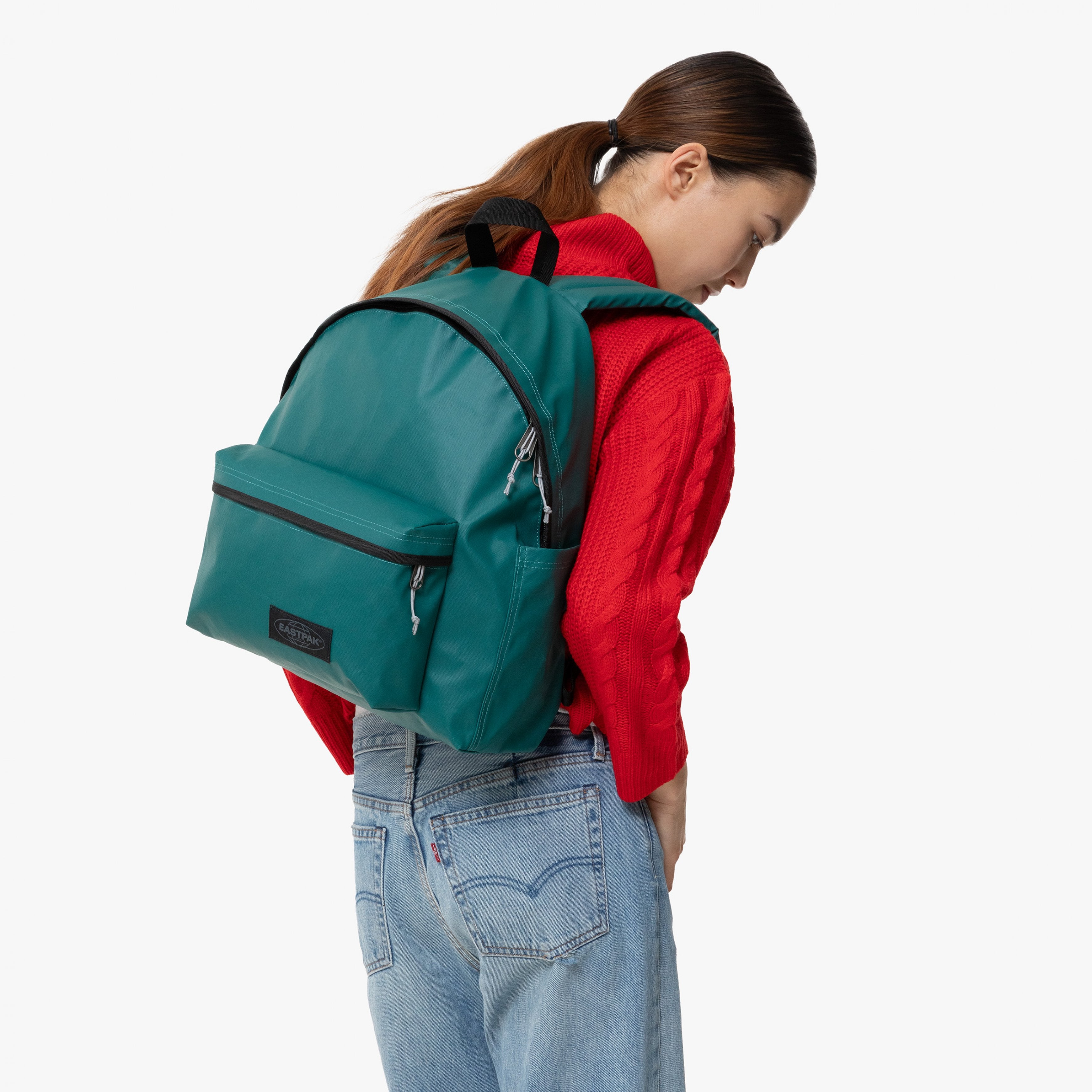 Eastpak Day Pak'R Tarp Petrol Medium backpack with bottle holder and laptop sleeve