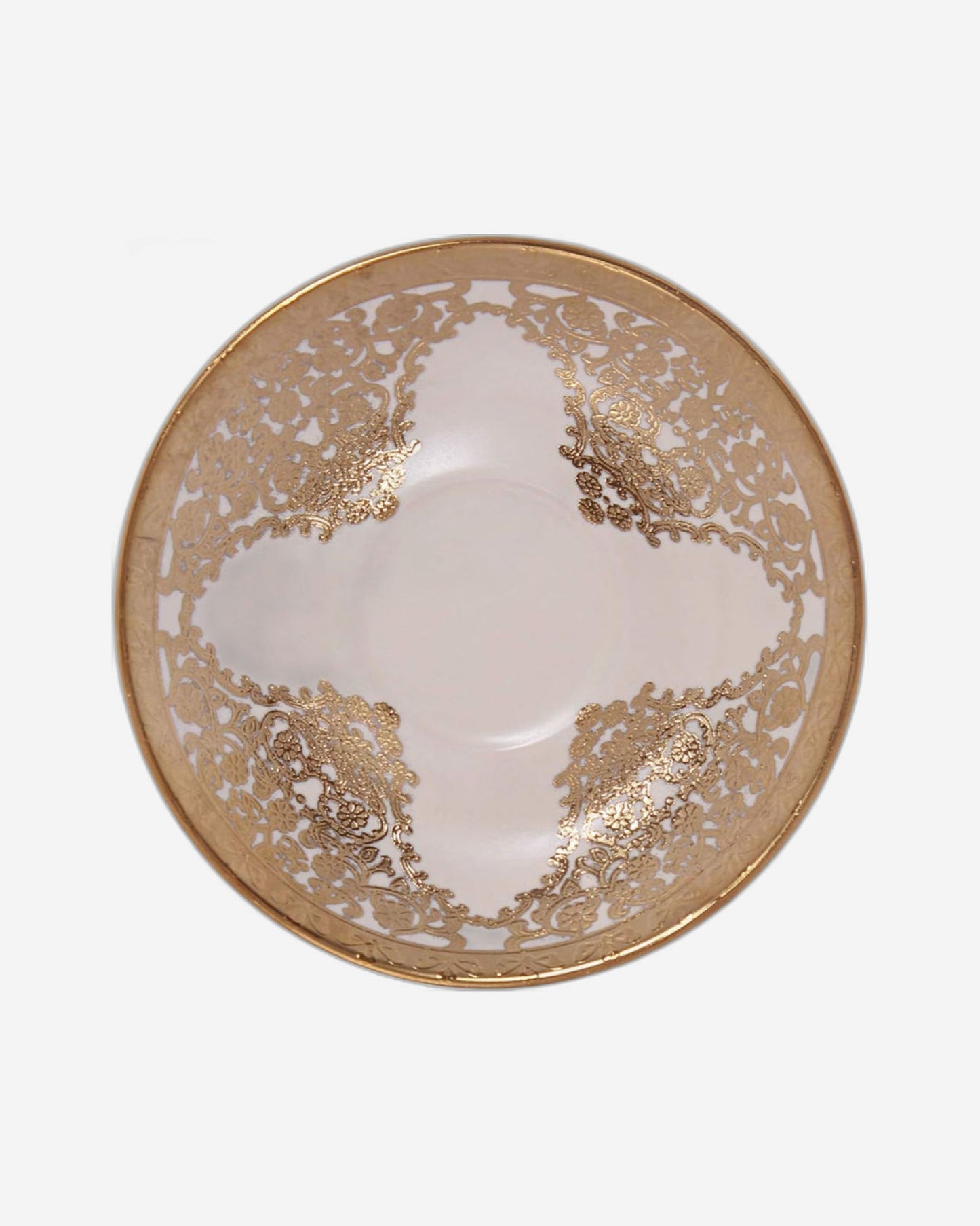 طقم فناجين وصحون من البورسلين الضحل، ١٢ قطعة، بيج/ذهبي - طقم شاي/قهوة أنيق لتناول الطعام اليومي