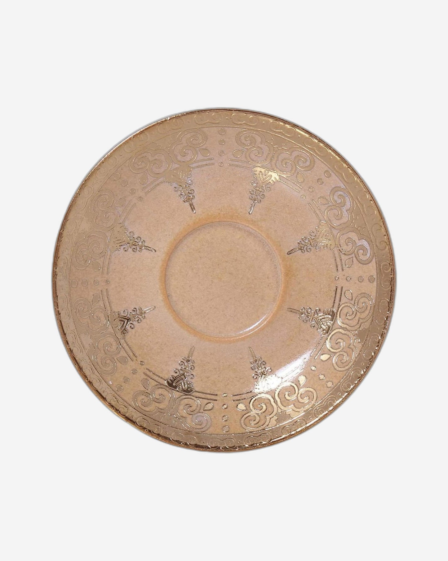 طقم فناجين وصحون من البورسلين الضحل، 12 قطعة، ذهبي - طقم شاي/قهوة أنيق للاستخدام اليومي والمناسبات الخاصة