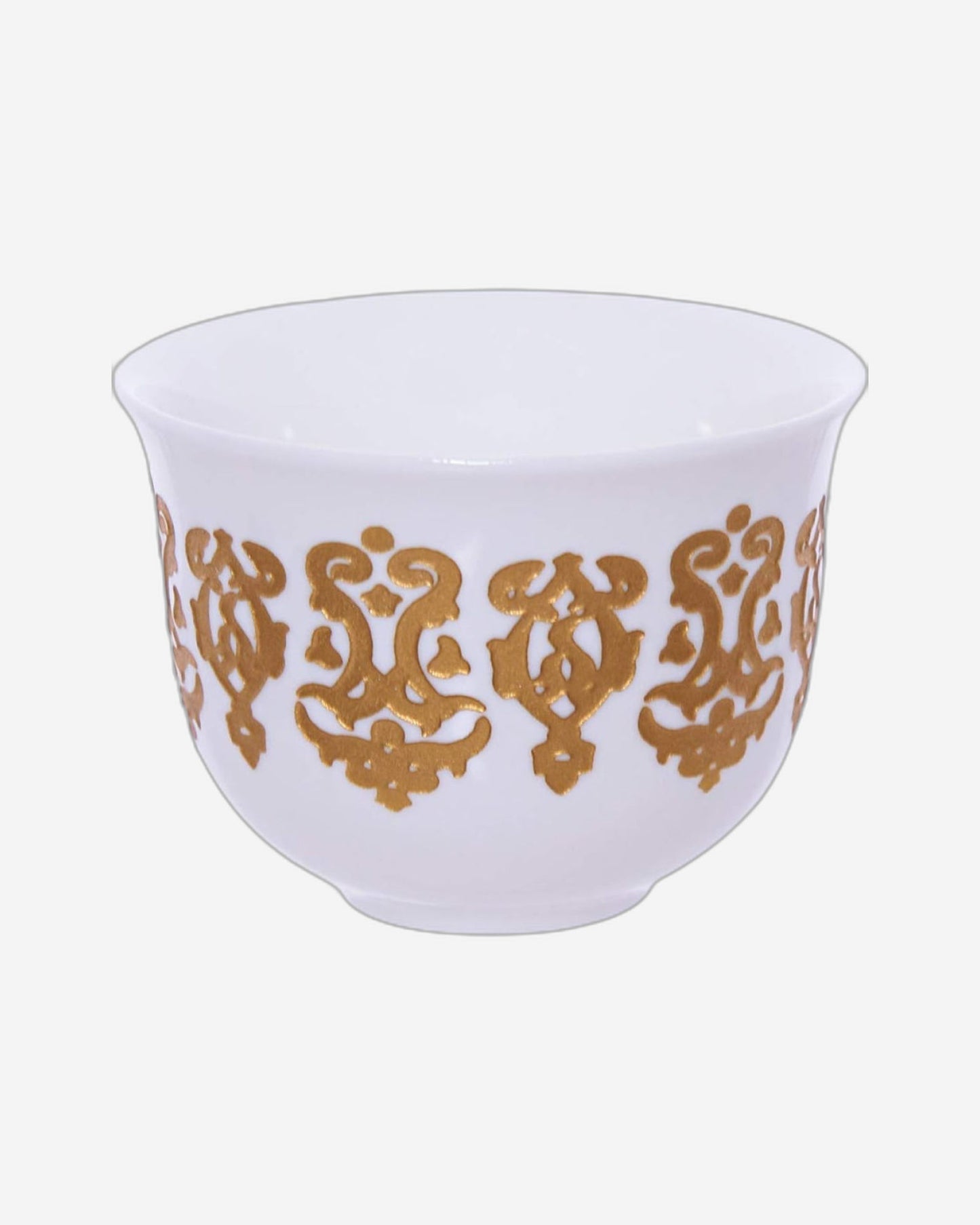 طقم فناجين قهوة من الخزف العظمي الضحل، 12 قطعة، أبيض/ذهبي - فناجين شاي/قهوة أنيقة للاستخدام اليومي والمناسبات الخاصة