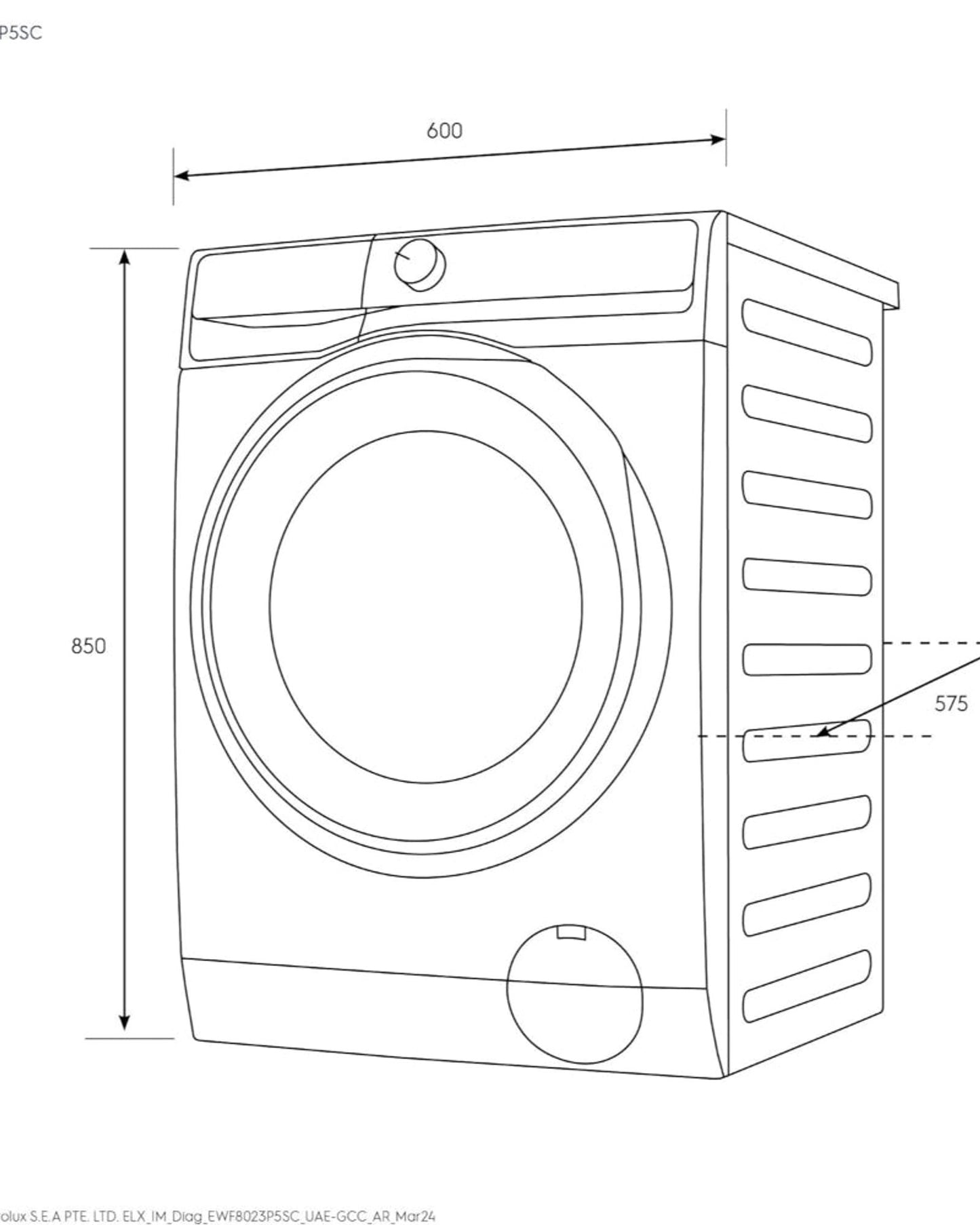 غسالة ملابس إلكترولوكس إيكو إنفيرتر ذات التحميل الأمامي، سعة 8 كجم، محرك عالي الكفاءة، 1200 دورة في الدقيقة، حاصلة على تقييم 5 نجوم، تتضمن 13 برنامجًا، ULTIMATECARE500، EWF8023P5SC