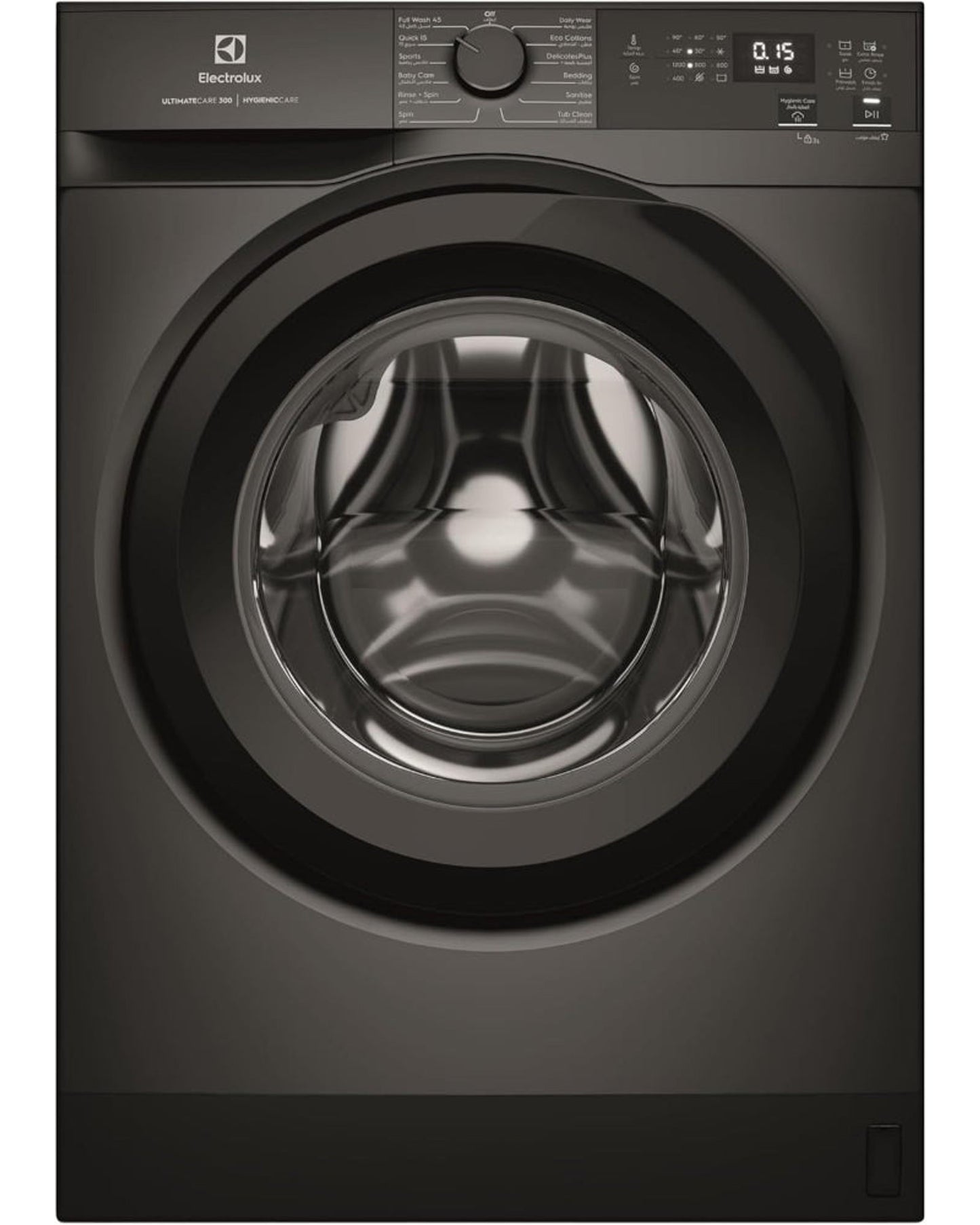 غسالة ملابس إلكترولوكس إيكو إنفيرتر ذات التحميل الأمامي، سعة 8 كجم، محرك عالي الكفاءة، 1200 دورة في الدقيقة، حاصلة على تقييم 5 نجوم، تتضمن 12 برنامجًا، ULTIMATECARE300، EWF8024D3SC