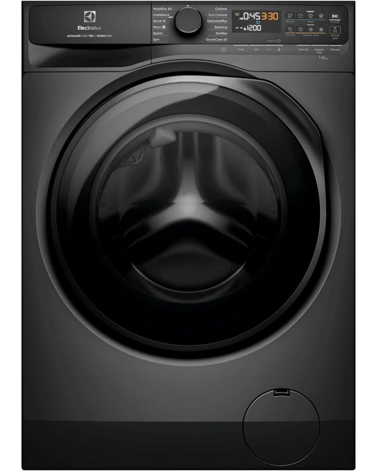 غسالة ومجفف ملابس إلكترولوكس ١٠/٧ كجم، ١٣ برنامجًا و١٤٠٠ دورة في الدقيقة، تحميل أمامي، عاكس إيكو، غسيل وتجفيف، دوفيت كير ٦٠/واش دراي ٦٠، EWW1043R7SC