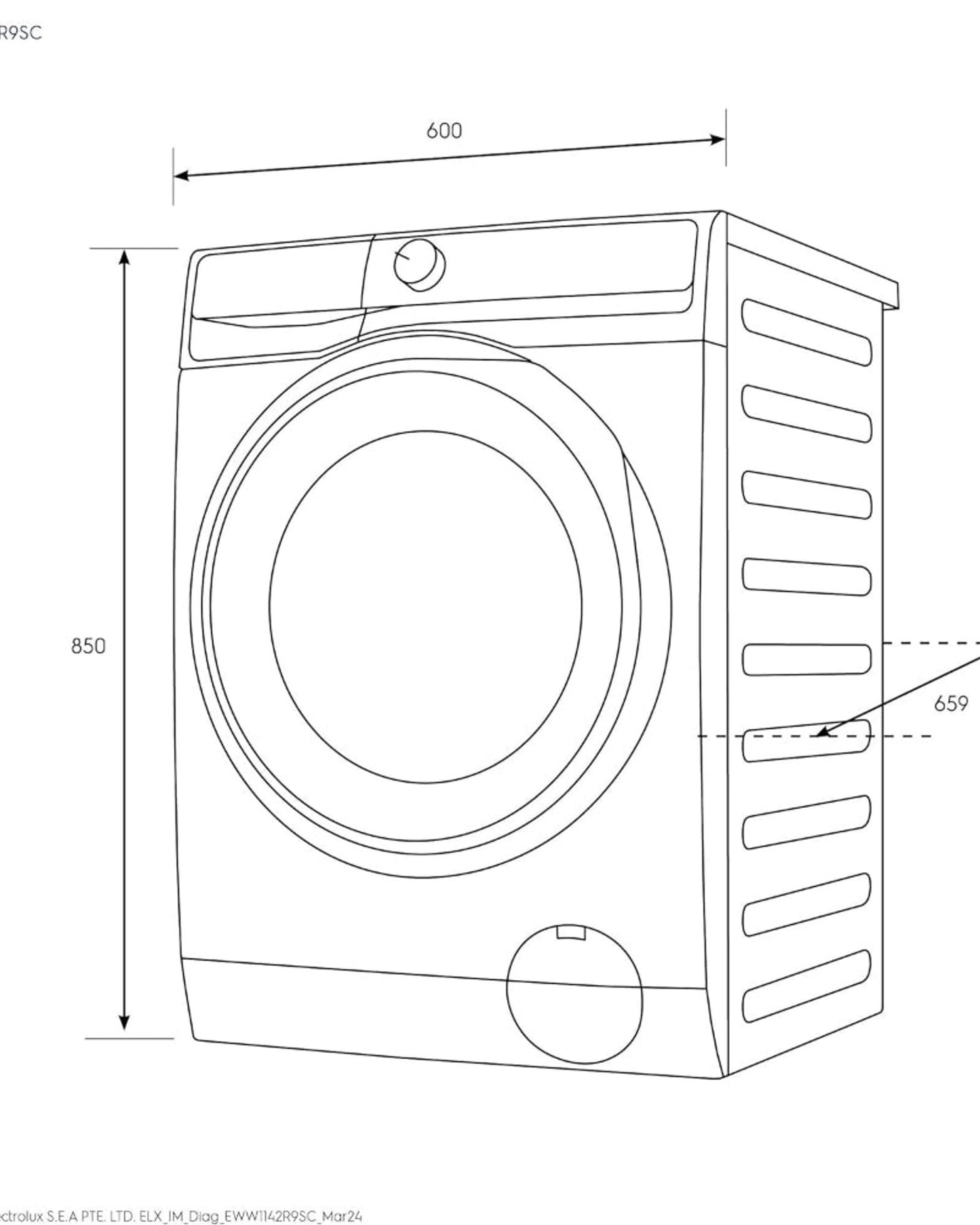 غسالة ومجفف ملابس إلكترولوكس سعة 1.9 كجم مع 17 برنامجًا و1400 دورة في الدقيقة، تحميل أمامي مع عاكس إيكو، نظام غسيل وتجفيف مزدوج، دوفيت كير 60/واش دراي 60، EWW1142R9SC
