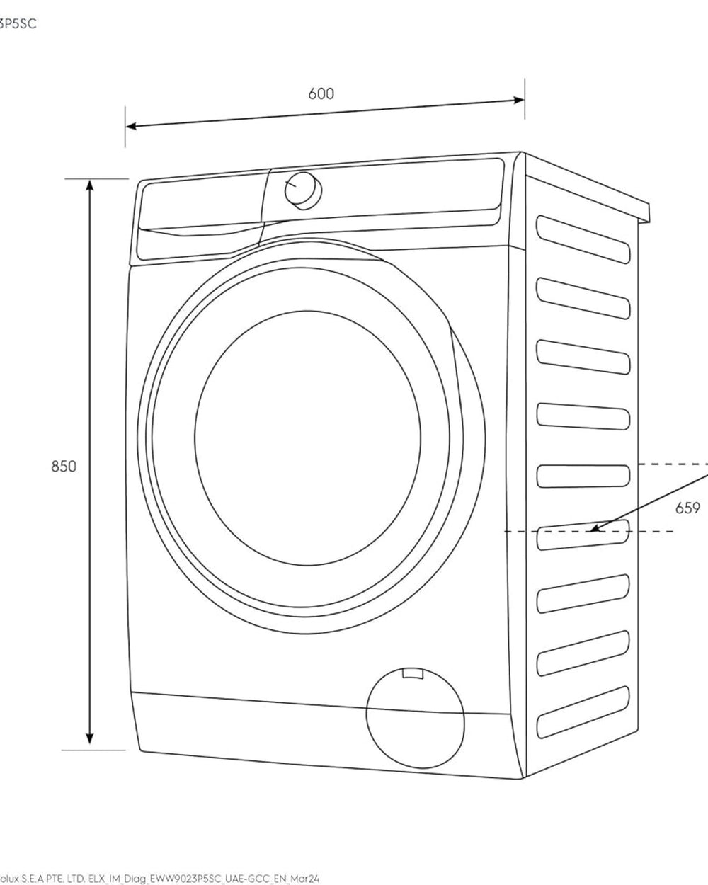 غسالة ومجفف ملابس إلكترولوكس ذات التحميل الأمامي 9 كجم/6 كجم