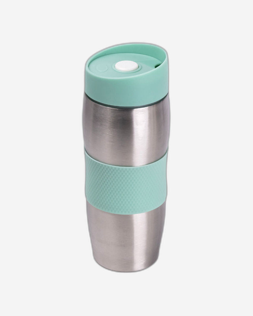 كوب نيسان سعة 380 مل مع غطاء مطاطي من السيليكون للمقبض، أخضر - كوب متين وأنيق للمشروبات الساخنة والباردة