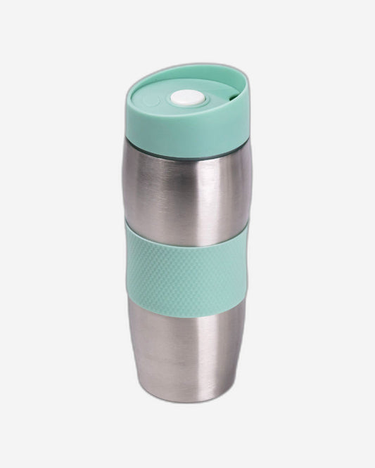 كوب نيسان سعة 380 مل مع غطاء مطاطي من السيليكون للمقبض، أخضر - كوب متين وأنيق للمشروبات الساخنة والباردة