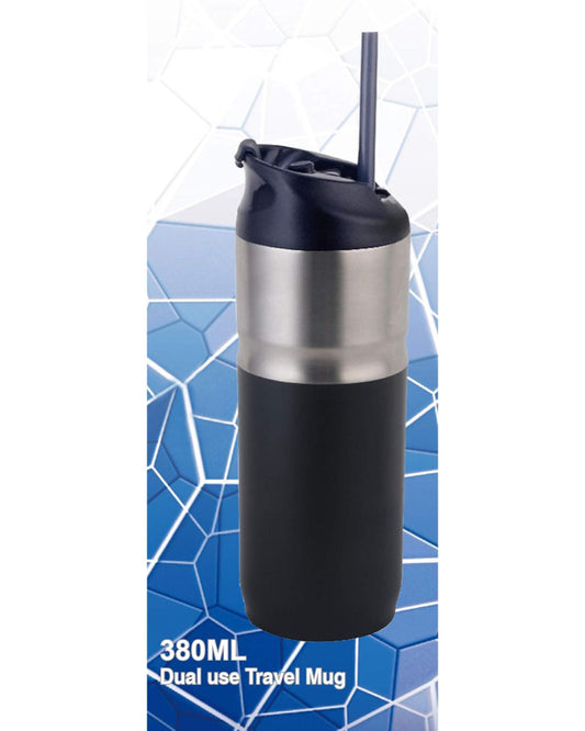 كوب نيسان مزدوج الاستخدام، سعة ٣٨٠ مل | كوب سفر متعدد الاستخدامات من الفولاذ المقاوم للصدأ للمشروبات الساخنة والباردة