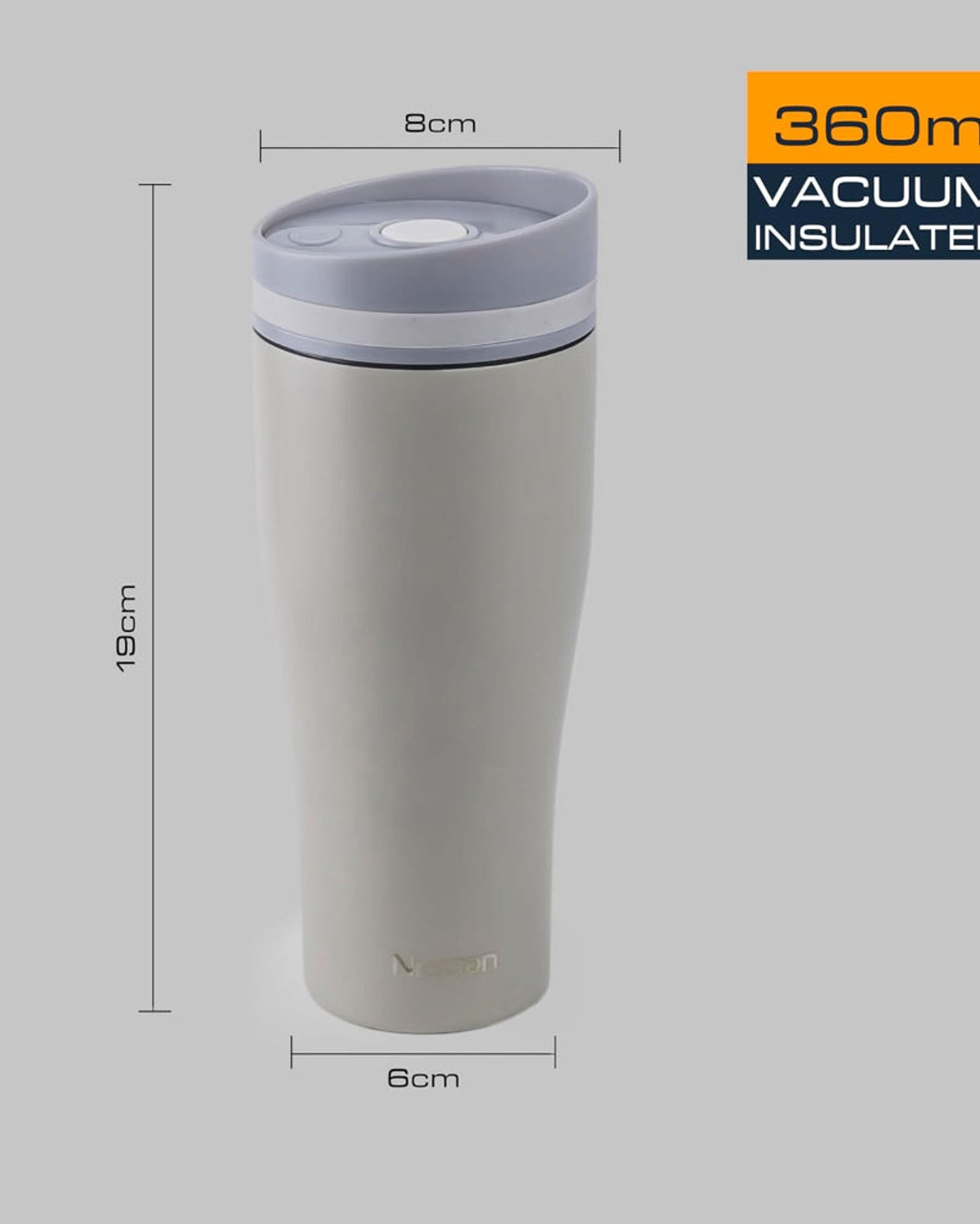 كوب نيسان المعزول المصنوع من الفولاذ المقاوم للصدأ، سعة 360 مل - كوب حراري محمول مثالي للمشروبات الساخنة والباردة في أي مكان: المنزل، صالة الألعاب الرياضية، الأماكن الخارجية، المكتب، والمدرسة - بيج