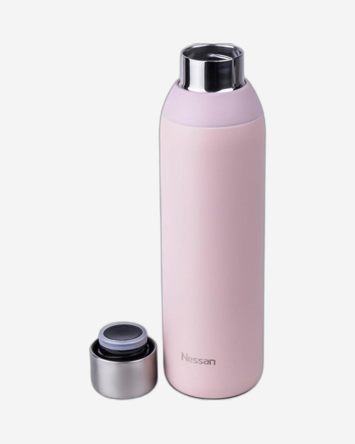 زجاجة نيسان مزدوجة الجدار معزولة من الفولاذ المقاوم للصدأ، سعة 600 مل - قارورة سفر موثوقة للمشروبات الساخنة والباردة - وردي