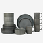 Shallow LEF Stoneware Dinner Set 16 pcs Light Grey