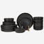 Shallow KIA Stoneware Dinner Set 18 pcs Black