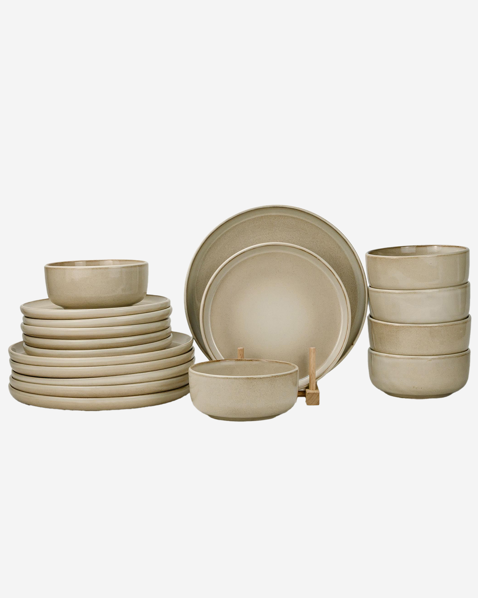 Shallow REX Stoneware Dinner Set 18 pcs Beige