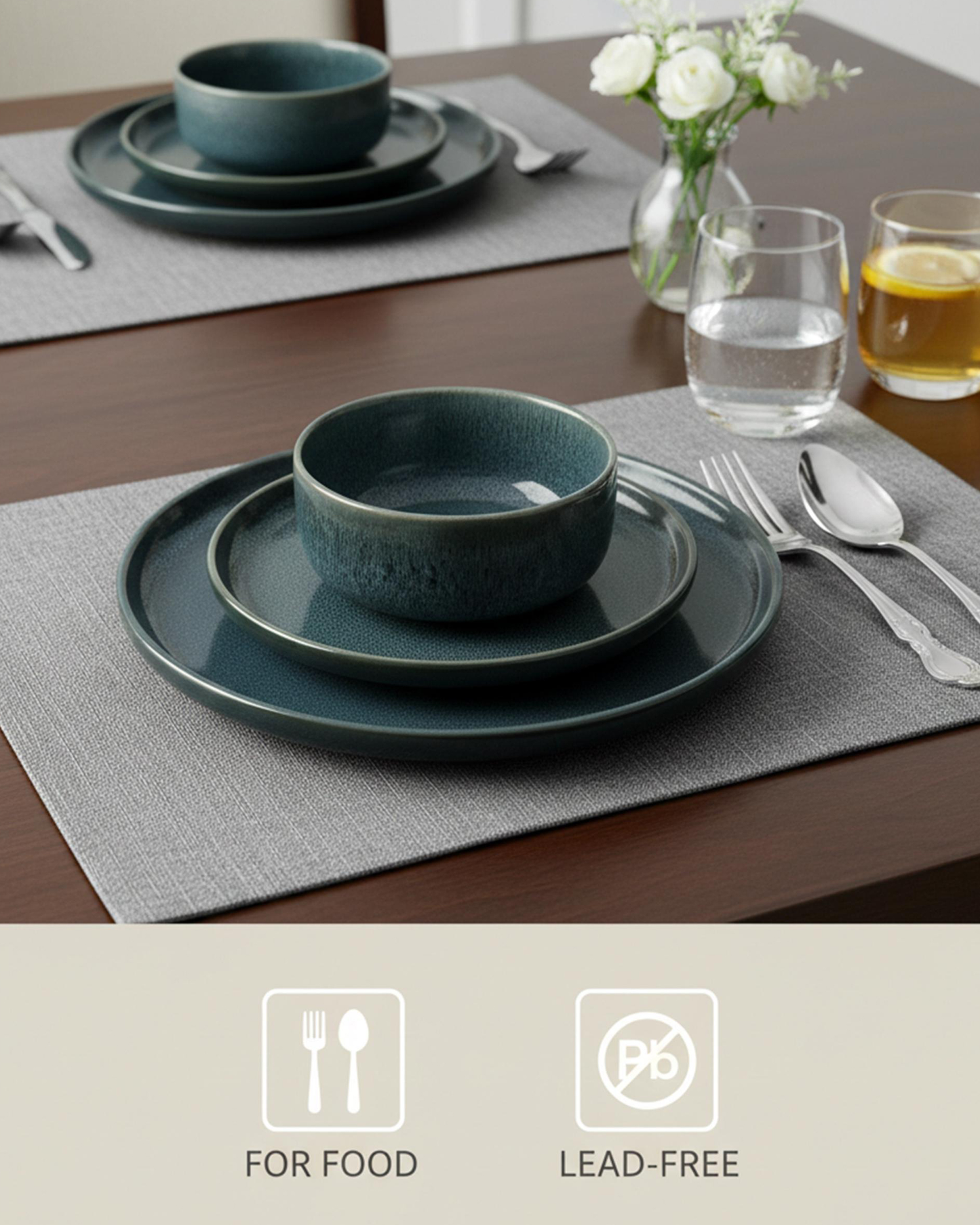 Shallow TIM Stoneware Dinner Set 18 pcs Blue