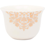 أكواب غاوا الخزفية العظمية الضحلة، مجموعة من 12 قطعة - أكواب قهوة عربية أنيقة باللونين الأبيض والذهبي