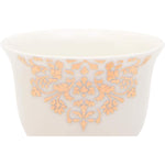 أكواب غاوا الخزفية العظمية الضحلة، مجموعة من 12 قطعة - أكواب قهوة عربية أنيقة باللونين الأبيض والذهبي