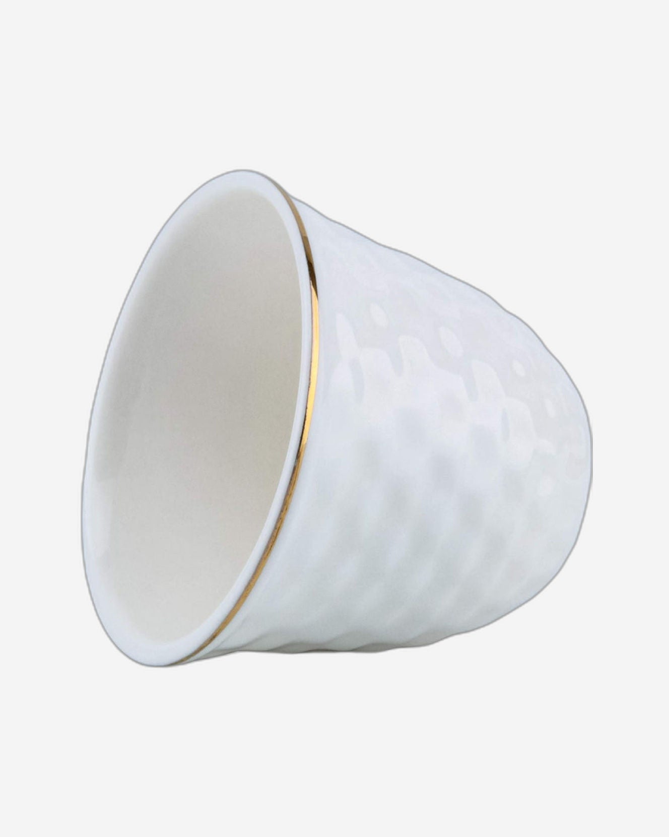 أكواب قهوة من الخزف العظمي الضحل، طقم من 12 قطعة - أبيض/ذهبي، 70 مل