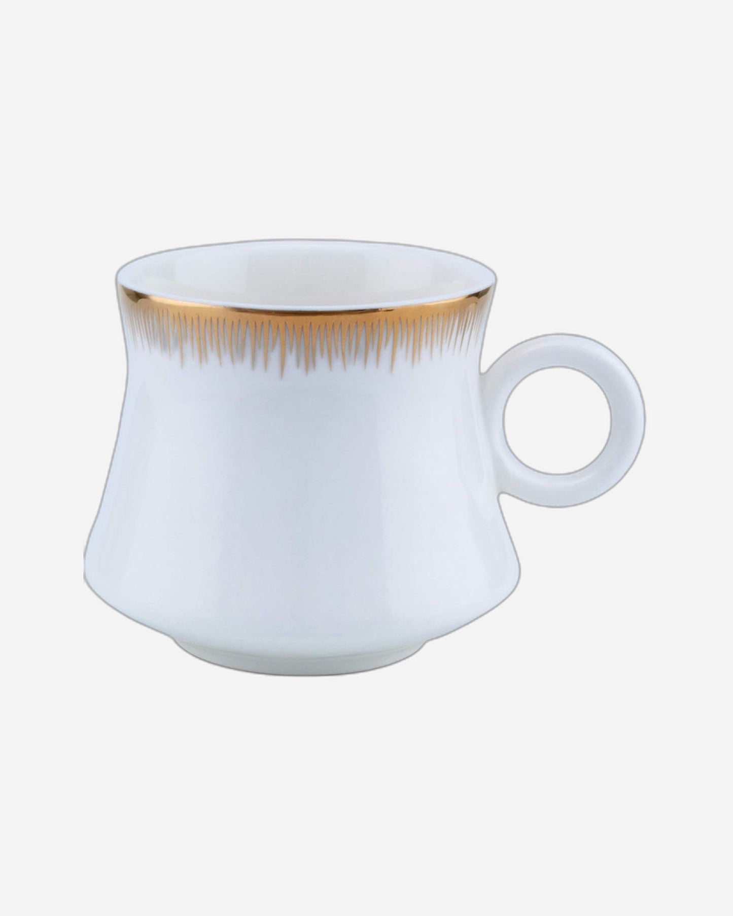 طقم فناجين شاي وصحن من الخزف الصيني العظمي الضحل، 12 قطعة - أبيض/ذهبي، 220 مل