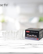 طقم أكواب زجاجية مزدوجة الجدار من كويزين آرت، 4 قطع، سعة 90 مل