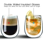 طقم أكواب قهوة زجاجية مزدوجة الجدار من كويزين آرت، قطعتين، سعة 250 مل، GC-325-250، أكواب قهوة