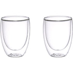 Cuisine Art 350ML Double Wall Glass Cup 2pcs Set Borosilicate Glass For Coffee, Tea, Whiskey, Cocktails & All Beverages - Minimalistic & Durable Double-Wall Drinking Mug