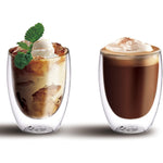 طقم أكواب زجاجية مزدوجة الجدار من كويزين آرت، سعة 350 مل، مكون من قطعتين، مصنوعة من زجاج البورسليكات، للقهوة والشاي والويسكي والكوكتيلات وجميع المشروبات - كوب شرب مزدوج الجدار بتصميم بسيط ومتين