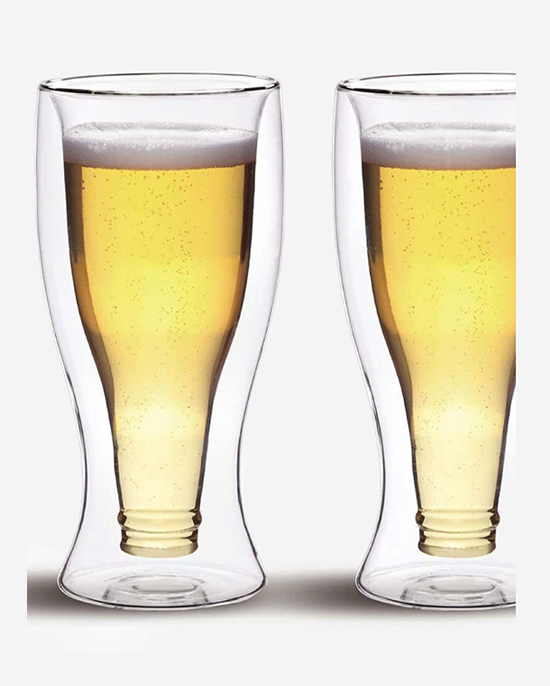 طقم أكواب زجاجية مزدوجة الجدار من كويزين آرت، قطعتين، سعة 370 مل