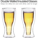 طقم أكواب زجاجية مزدوجة الجدار من كويزين آرت، قطعتين، سعة 370 مل