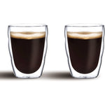 Cuisine Art Double Walled Glass Coffee Cup 2-Piece Set Borosilicate Glass For Coffee, Tea, Whiskey, Cocktails & All Beverages - Minimalistic & Durable Double-Wall Drinking Mug 80 ML Capacity