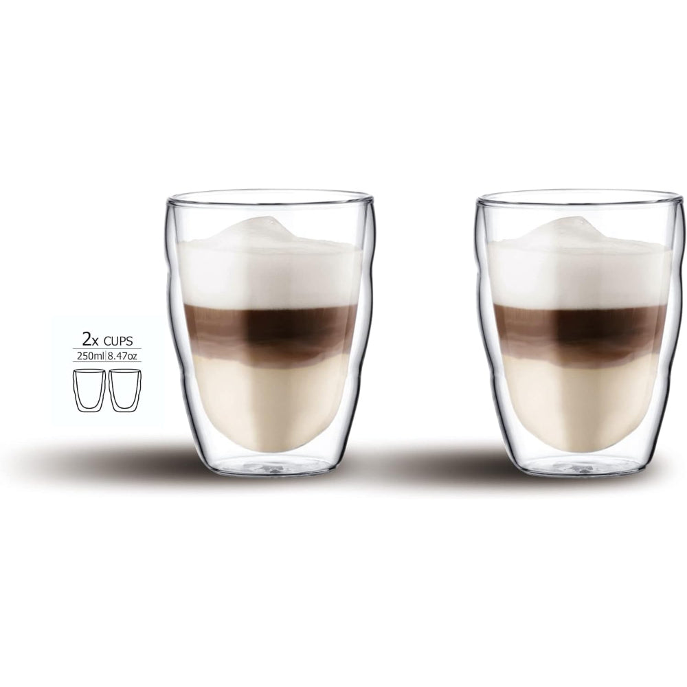 طقم أكواب زجاجية مزدوجة الجدار من كويزين آرت، قطعتين، سعة 250 مل