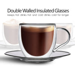 طقم أكواب قهوة كوزين آرت مزدوجة الجدار من 4 قطع سعة 80 مل