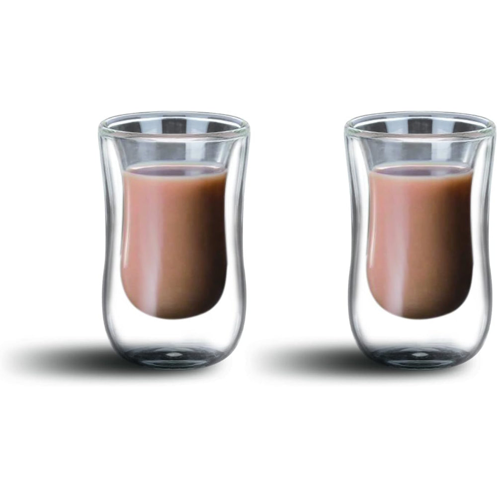 Cuisine Art Double Walled Turkish Style Double Wall Glass Cup Set Of 2 Glass Coffee Cup 2-Piece Set, 100 ml Capacity