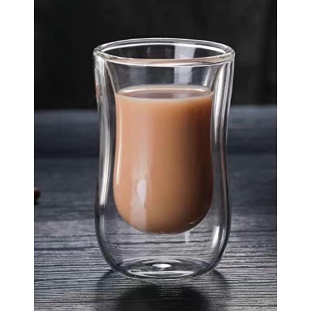 طقم أكواب قهوة زجاجية مزدوجة الجدار على الطراز التركي من كوزين آرت، مكون من قطعتين، سعة 100 مل