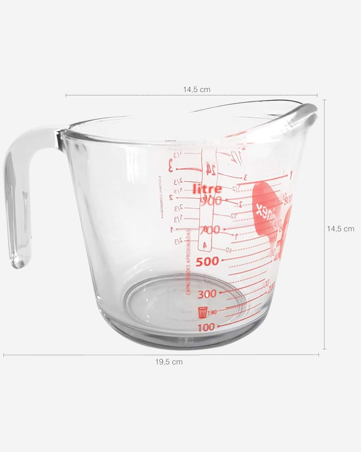 Marinex Glass Measuring Jug, Heat-Resistant, 1L
