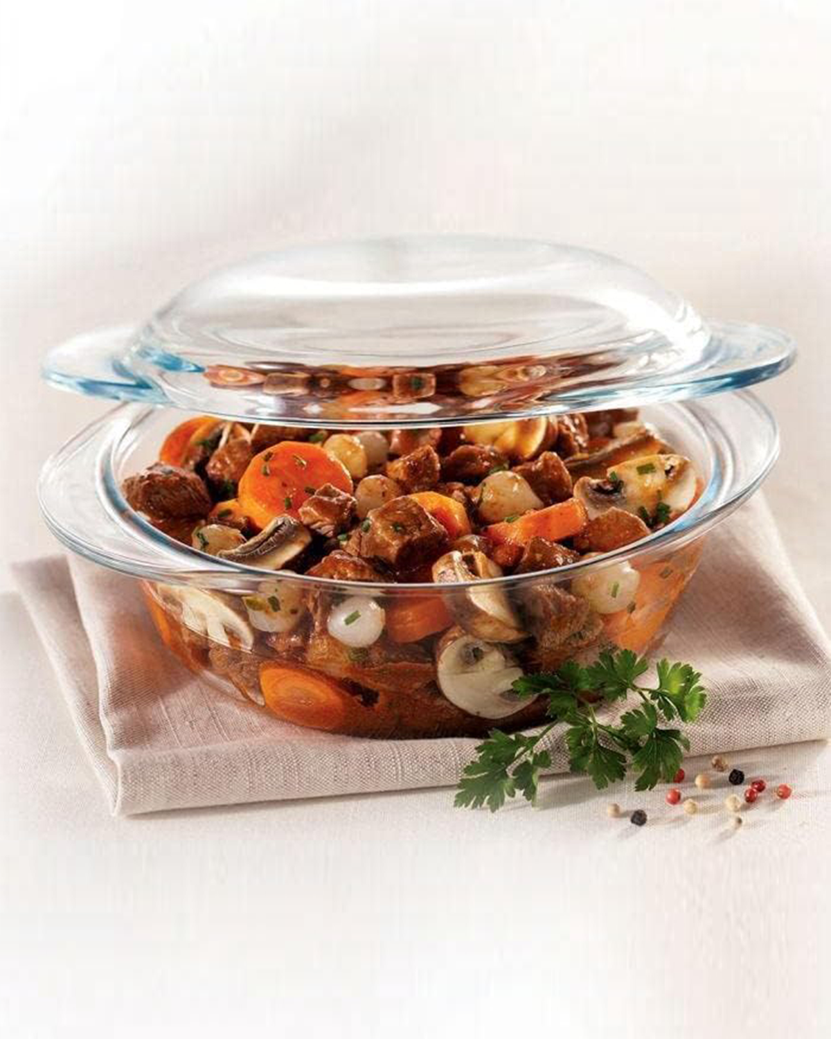 Marinex Glass Casserole with Lid, Heat-Resistant, Oven-Safe, 1.0L