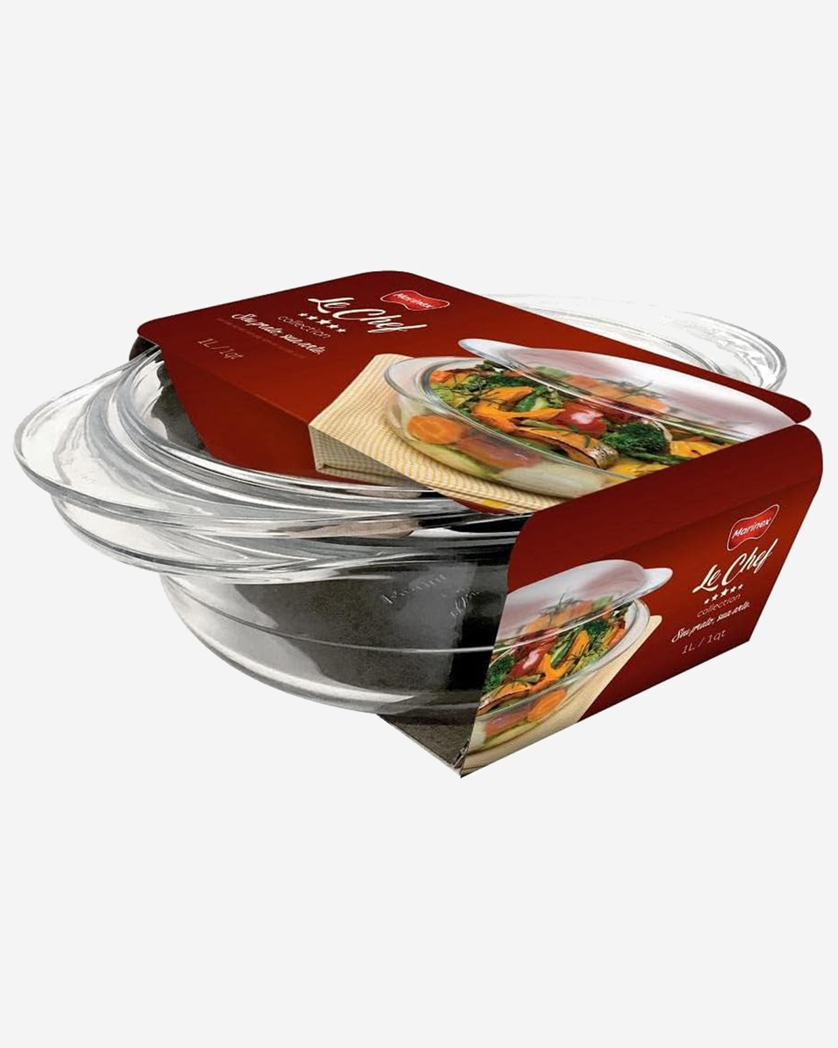 Marinex Glass Casserole with Lid, Heat-Resistant, Oven-Safe, 1.0L