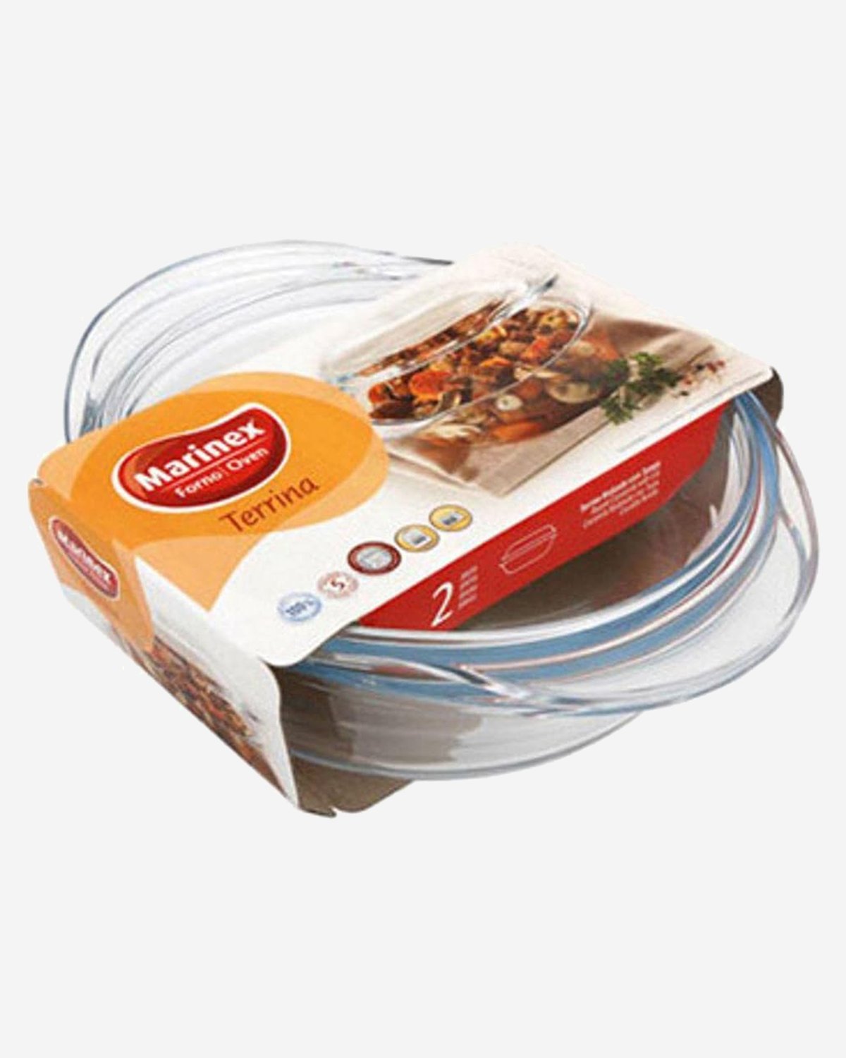 Marinex Medium Glass Casserole with Lid, Heat-Resistant, Oven-Safe, 2.3L