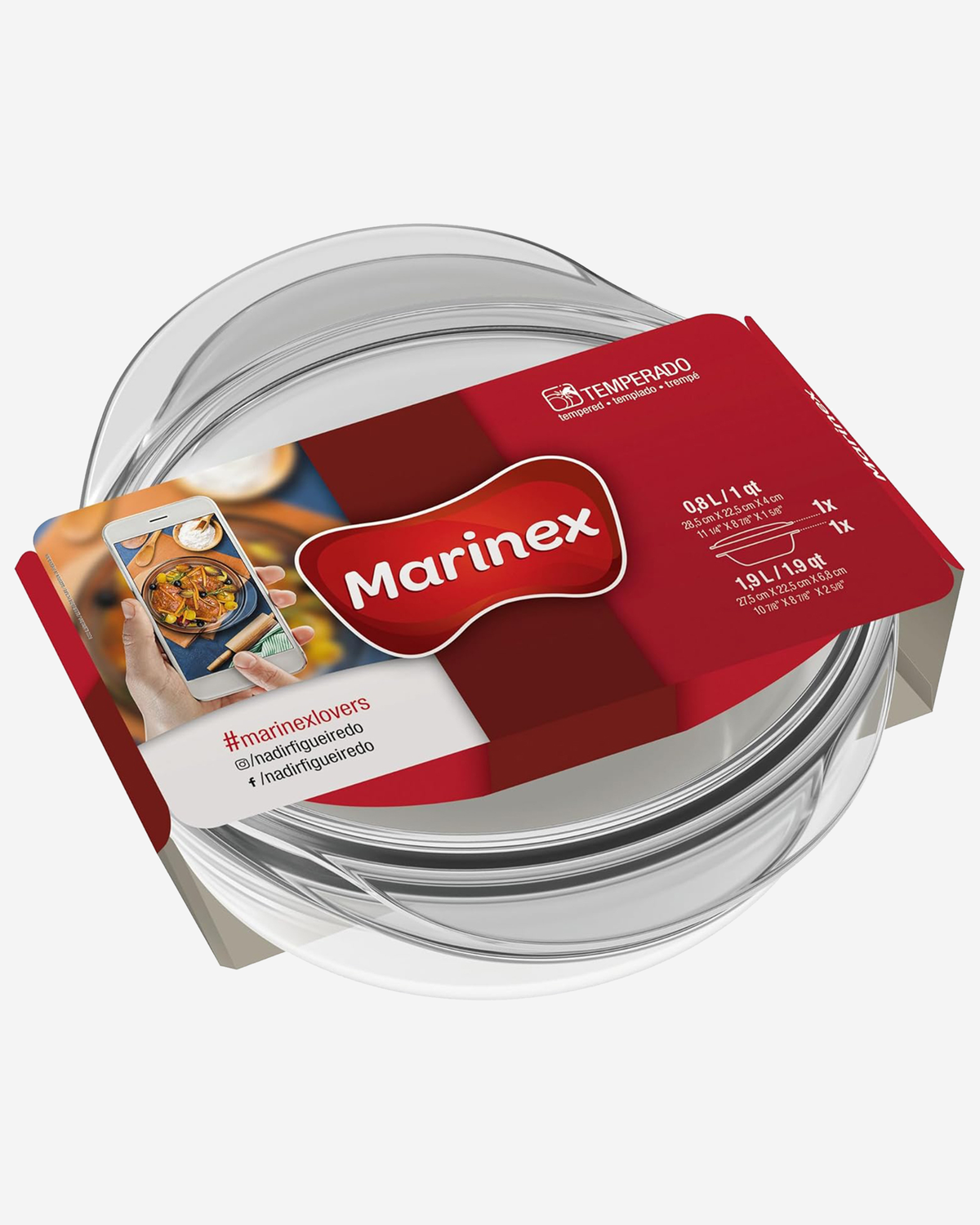 Marinex Large Glass Casserole with Lid, Heat-Resistant, Oven-Safe, 2.8L
