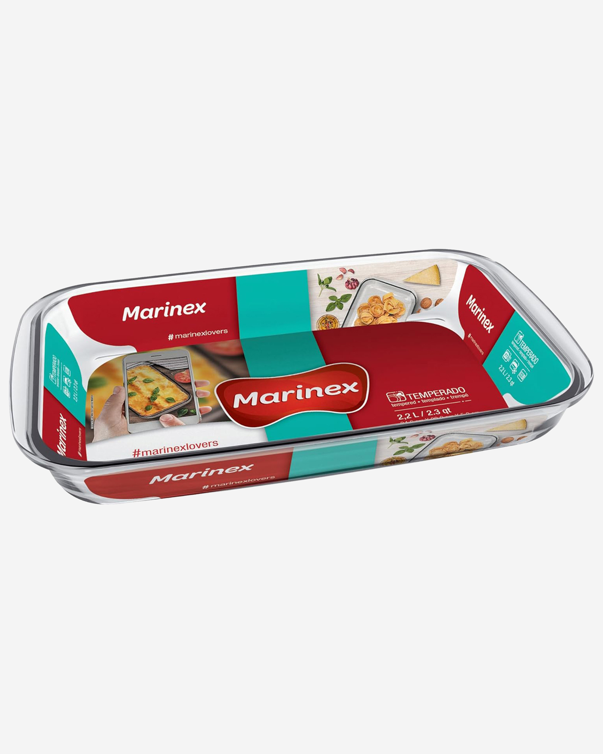 Marinex Medium Rectangular Glass Roaster, 2.2L, Heat-Resistant, Oven-Safe, Transparent