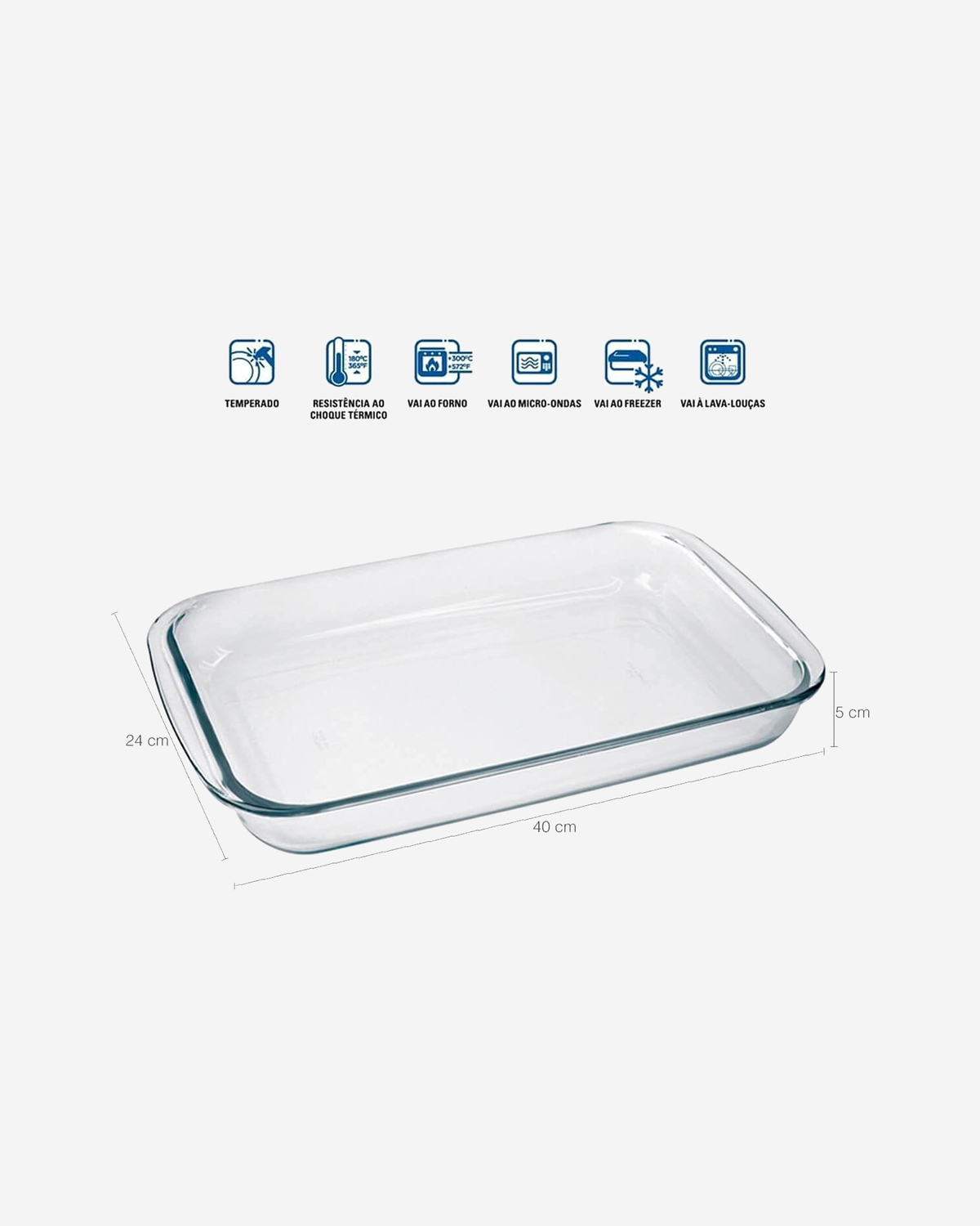 Marinex Large Rectangular Glass Roaster, 2.9L, Heat-Resistant, Oven-Safe