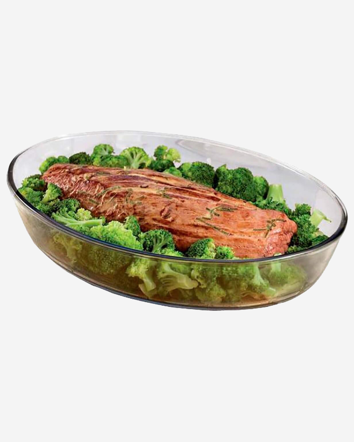 Marinex Heat-Resistant Oval Glass Roaster with Plastic Lid, 3.2L