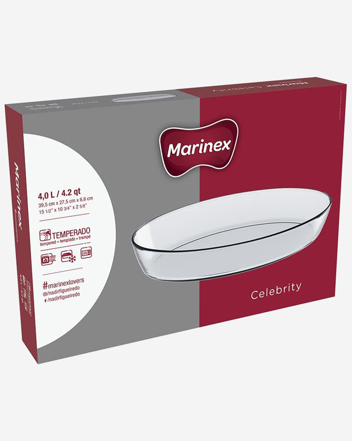 Marinex Large Oval Glass Roaster, Heat-Resistant, Oven-Safe, 4.0L