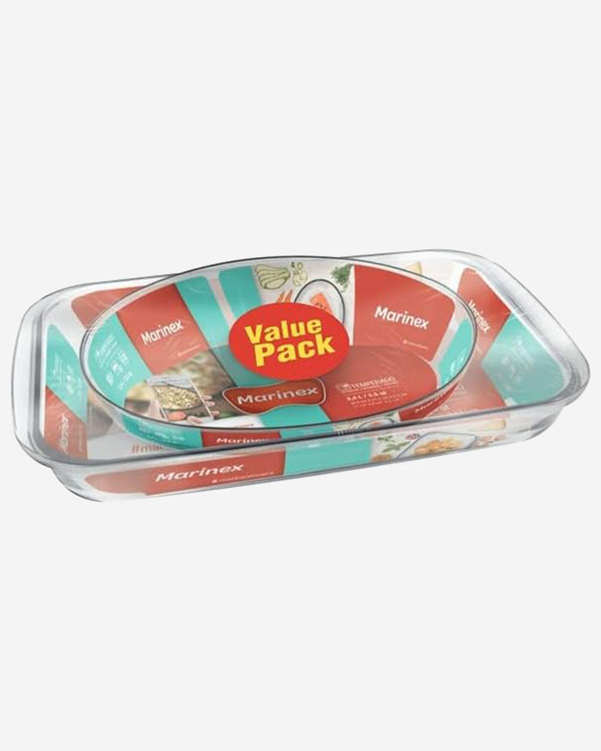Marinex Glass Rectangular & Oval Roaster Set, Heat-Resistant, Oven-Safe, 2.4L + 2.9L
