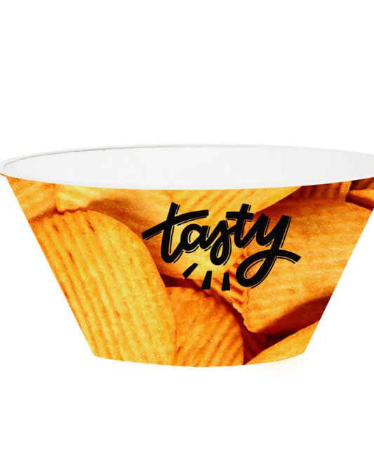 وعاء هيرفين للوجبات الخفيفة، سعة 750 مل، مطبوع عليه رقائق البطاطس الصفراء - وعاء تقديم خفيف الوزن مصنوع من البولي بروبيلين (PP) خالٍ من مادة BPA، للبطاطس المقلية، والفشار، والوجبات الخفيفة