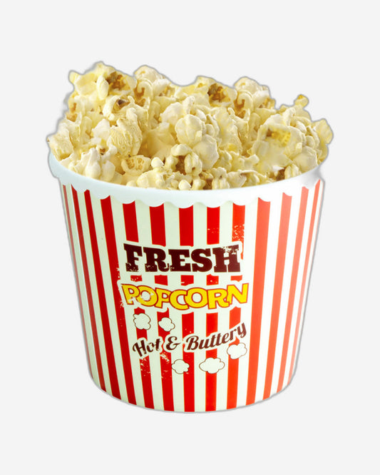 وعاء هيرفين كبير للوجبات الخفيفة مطبوع عليه فشار طازج سعة 2.3 لتر - وعاء تقديم متين مصنوع من البولي بروبيلين (PP) خالٍ من مادة BPA للفشار والبطاطس المقلية والنامكين والوجبات الخفيفة للحفلات