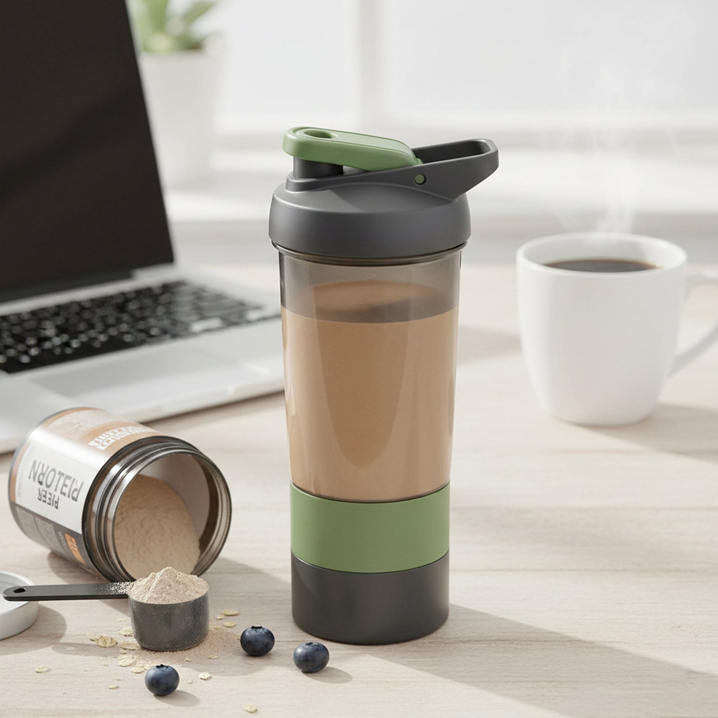 Herevin Polypropylene Gym Shaker Bottle with Storage 500ml