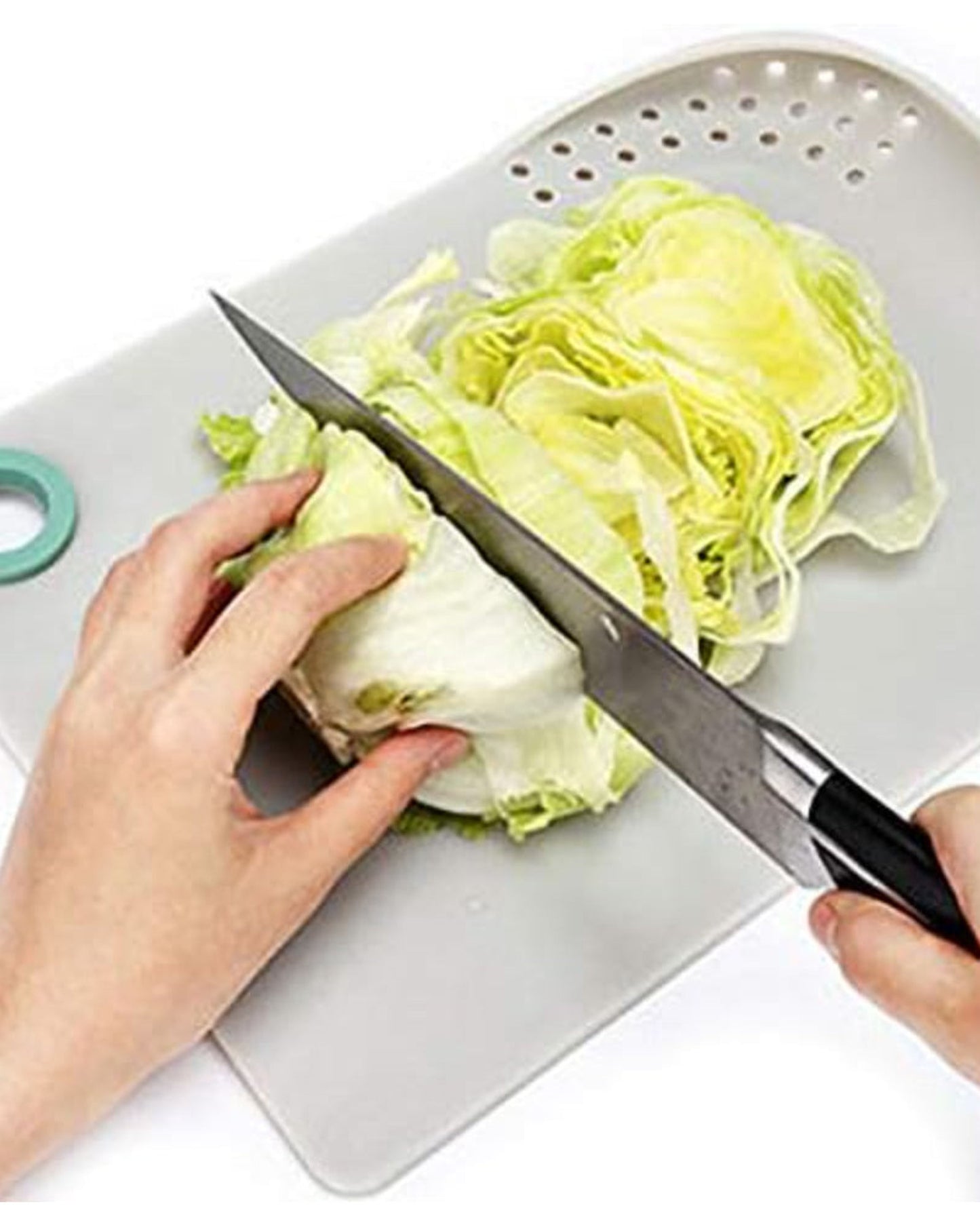 لوح تقطيع وتصريف من كويزين آرت، مقاس ٣٣×٢٦ سم، أخضر | فتحة تصريف لسهولة إزالة الماء | لوح تقطيع مطبخ متين وعملي