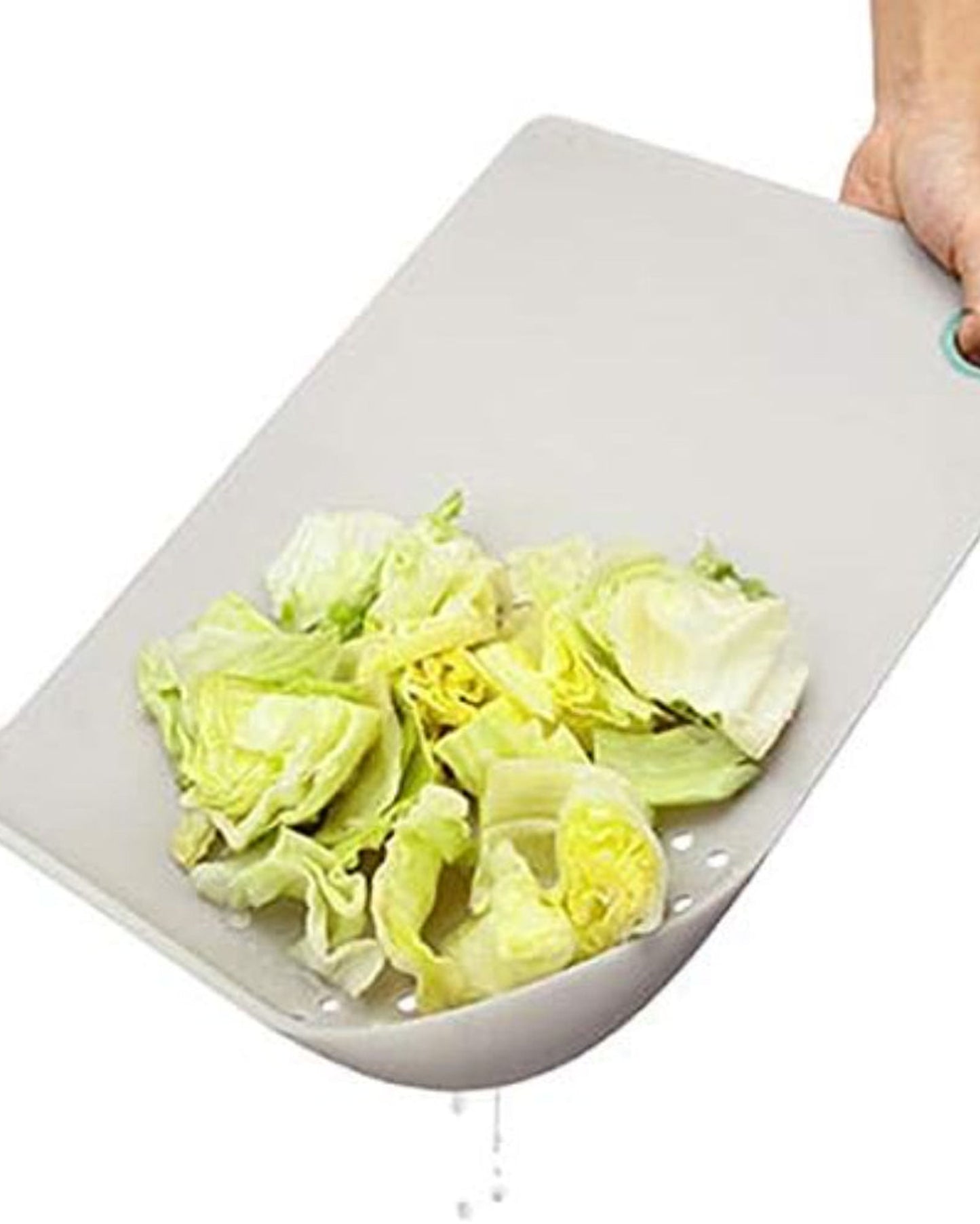 لوح تقطيع وتصريف من كويزين آرت، مقاس ٣٣×٢٦ سم، أخضر | فتحة تصريف لسهولة إزالة الماء | لوح تقطيع مطبخ متين وعملي